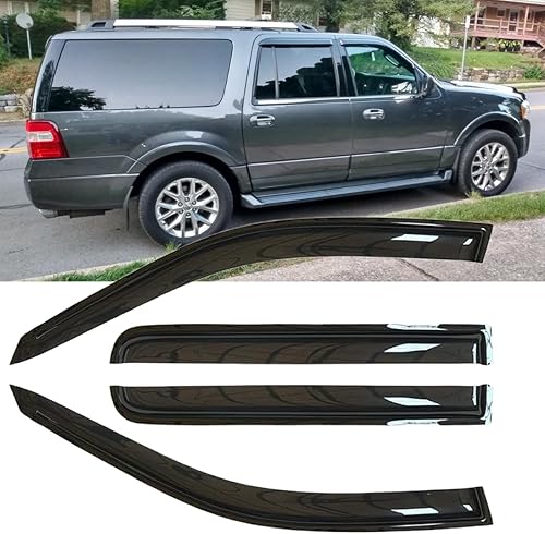 Juego de 4 protectores de lluvia con cinta adhesiva de montaje exterior, bonitas viseras laterales compatibles con Ford Expedition 1997-2016 Lincoln