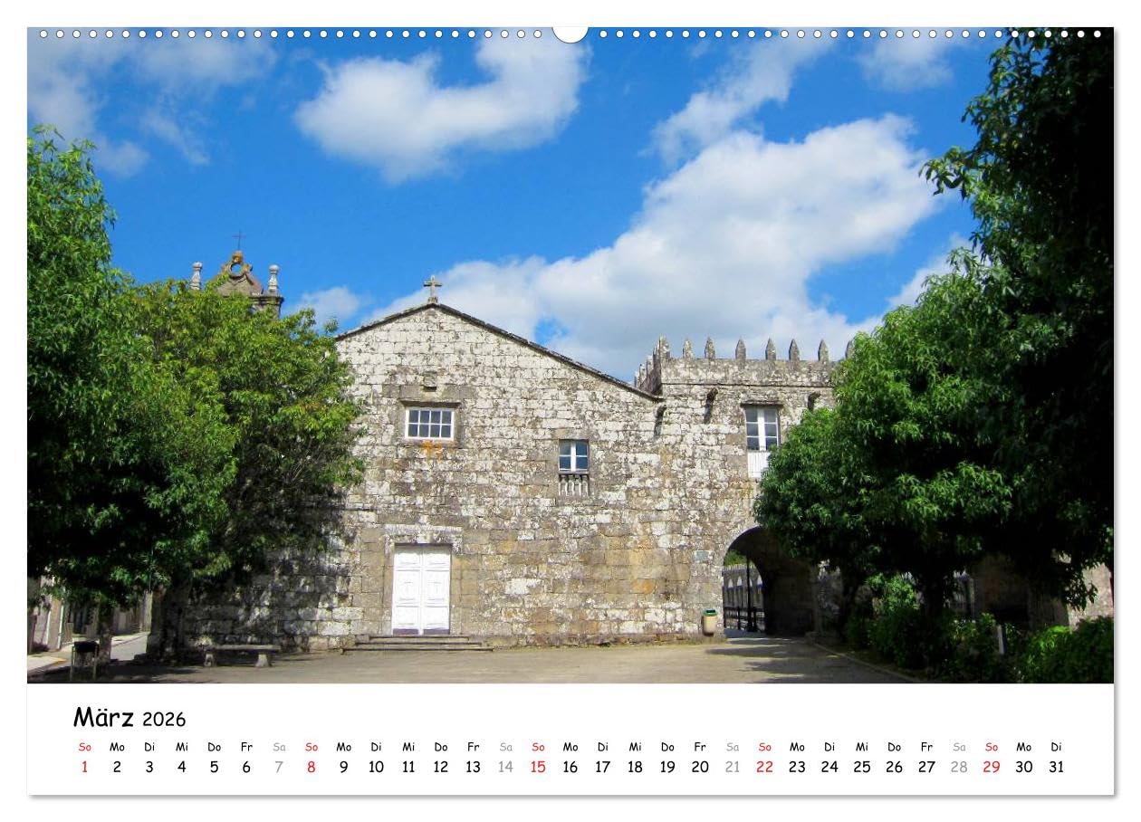 Jakobsweg - Camino Finisterre (hochwertiger Premium Wandkalender 2026 DIN A2 quer), Kunstdruck in Hochglanz: Pilgerweg von Santiago de Compostela nach Finisterre (CALVENDO Natur)