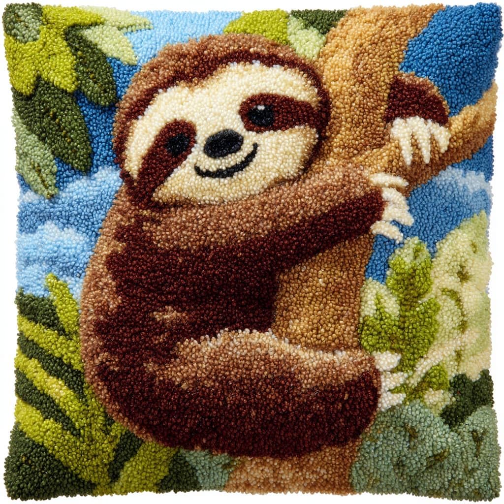Henypt Latch Hook Cushion Kits, Sloth