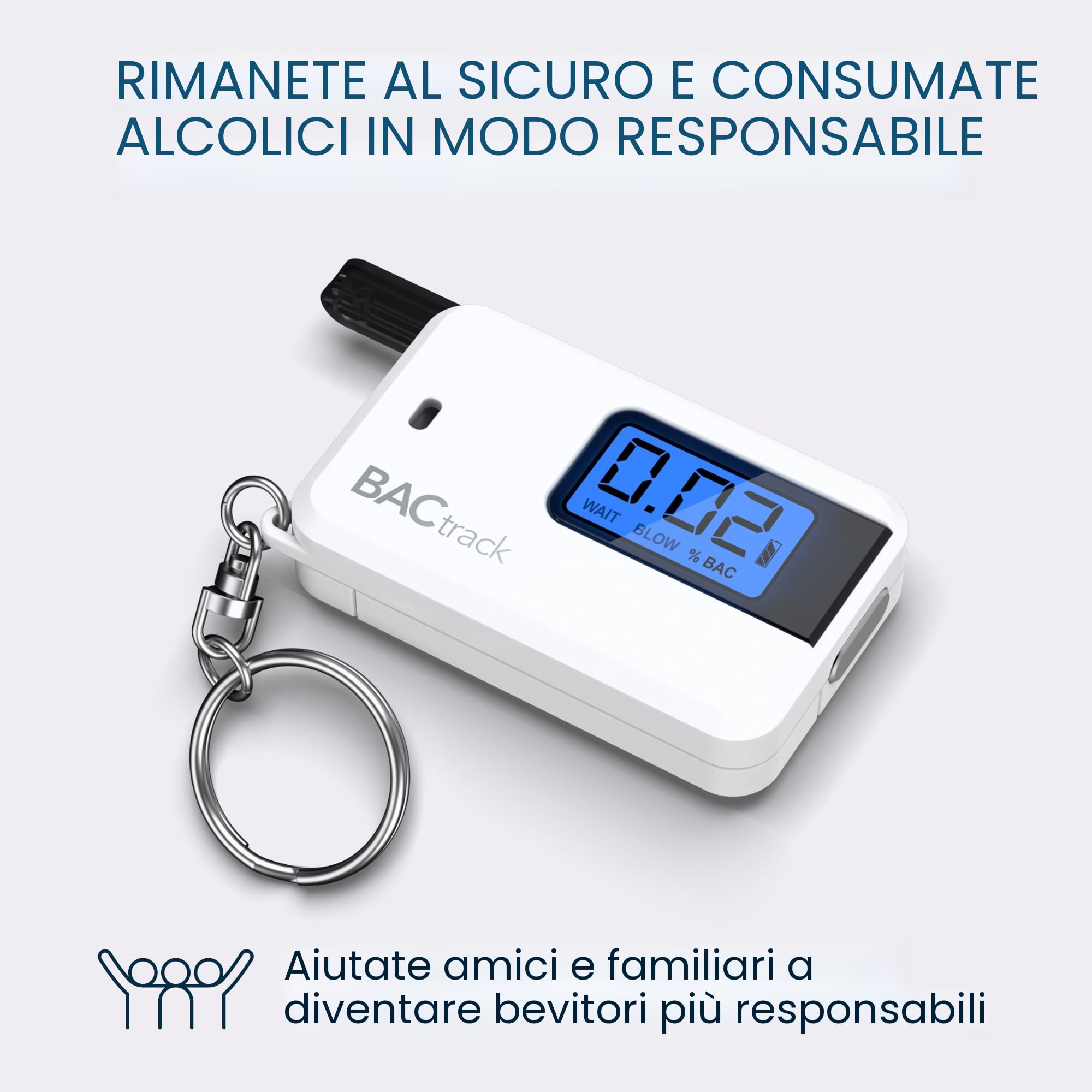 BACtrack GO Etilometro in Formato Portachiavi (Bianco), Etilometro in Formato Portachiavi da Tasca ultraportatile per uso personale