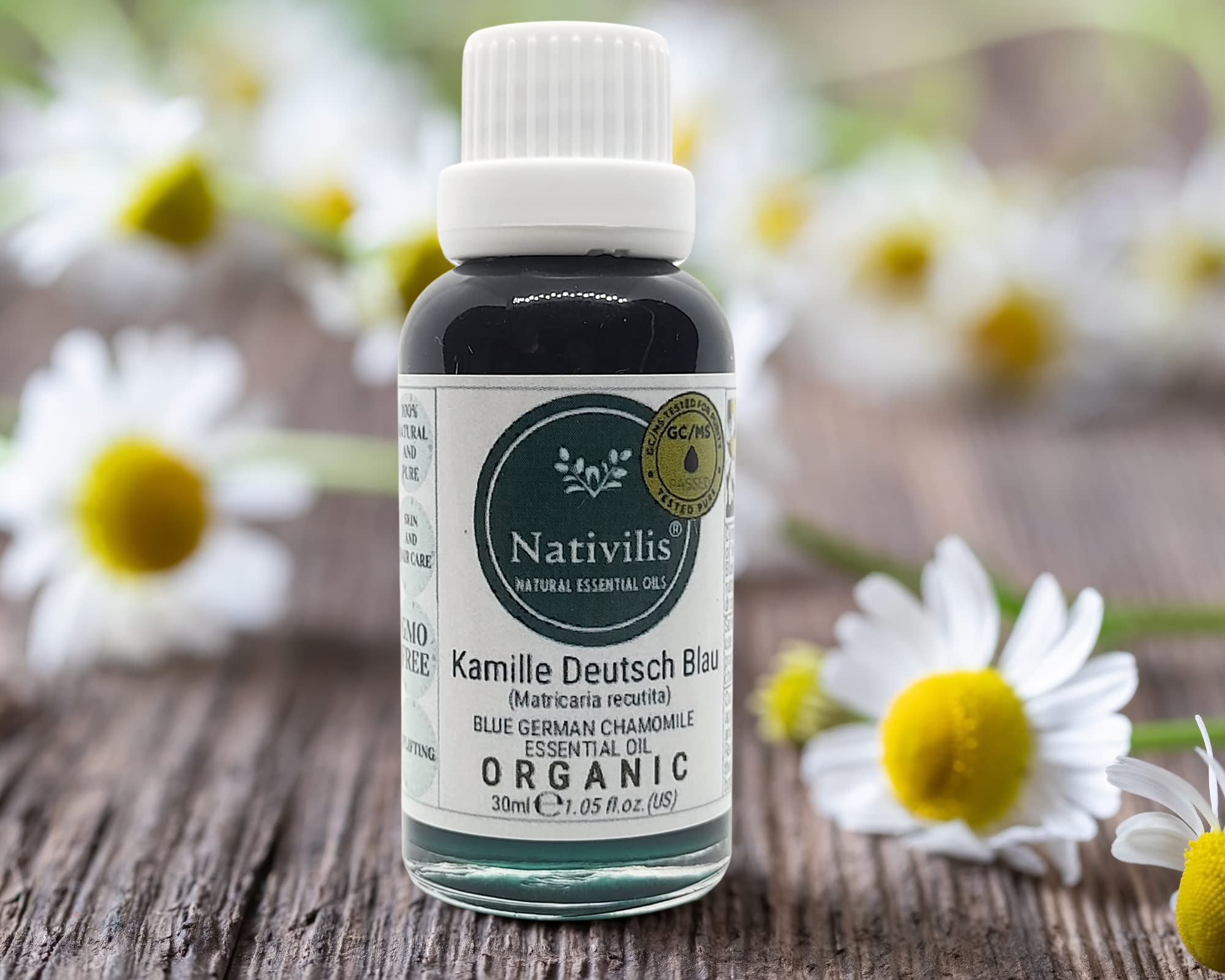 Nativilis Camomille Allemand Bleu (Matricaria recutita) Huile Essentielle Bio – Anti-inflammatoire, apaisant – Chamazulene Aromathérapie Copaiba