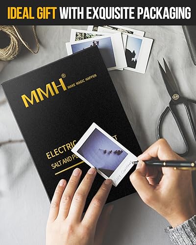 Miniatura 8 de MMH Gran capacidad mejorada de 2.33 oz Juego de molinillo eléctrico de sal y pimienta recargable por USB con 6 niveles de grosor ajustable de acero