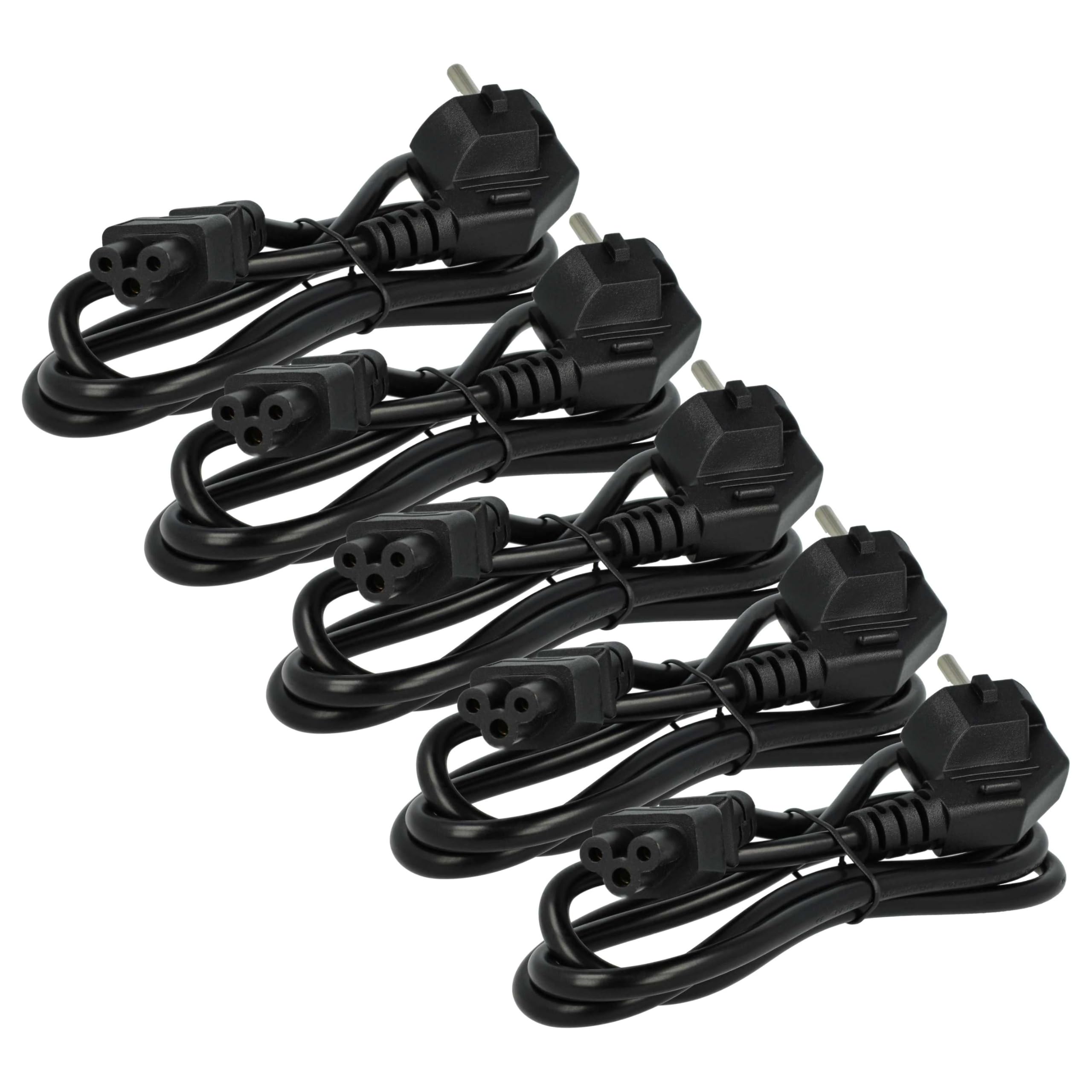 vhbw 5X Cable Clavija (m) de Seguridad para Dispositivos IEC por ej. PC Monitor Ordenador Impresora Robot Aspirador - C5 Hoja de trébol (h), 1,2 m