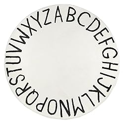 Topotdor Round Kids Play Rug Alphabet Nursery Area Rug Extra Large Soft Crawling Play Mat for Children Toddlers Bedroom (71 inch, White)