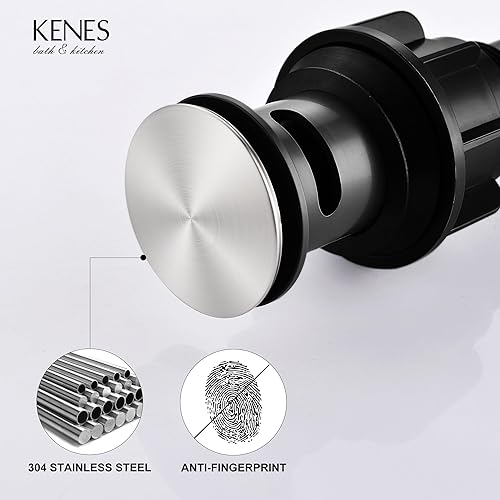 Miniatura 107 de KENES Desagüe desplegable de bronce aceitado para lavabo, tapón de drenaje para lavabo, montaje de drenaje de fregadero sin desbordamiento, anti