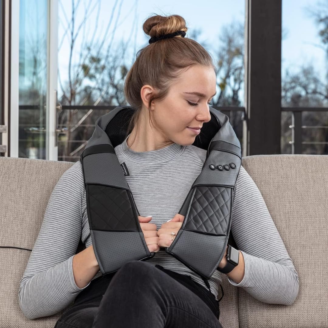 Shiatsu Neck and Back Massager with Heat for Cervical Electric Deep Tissue 4D Kneading Massage Pillow for Shoulder, Leg, Body Muscle Pain Relief, Home, Office, and Car Use | GEN 8-image-33