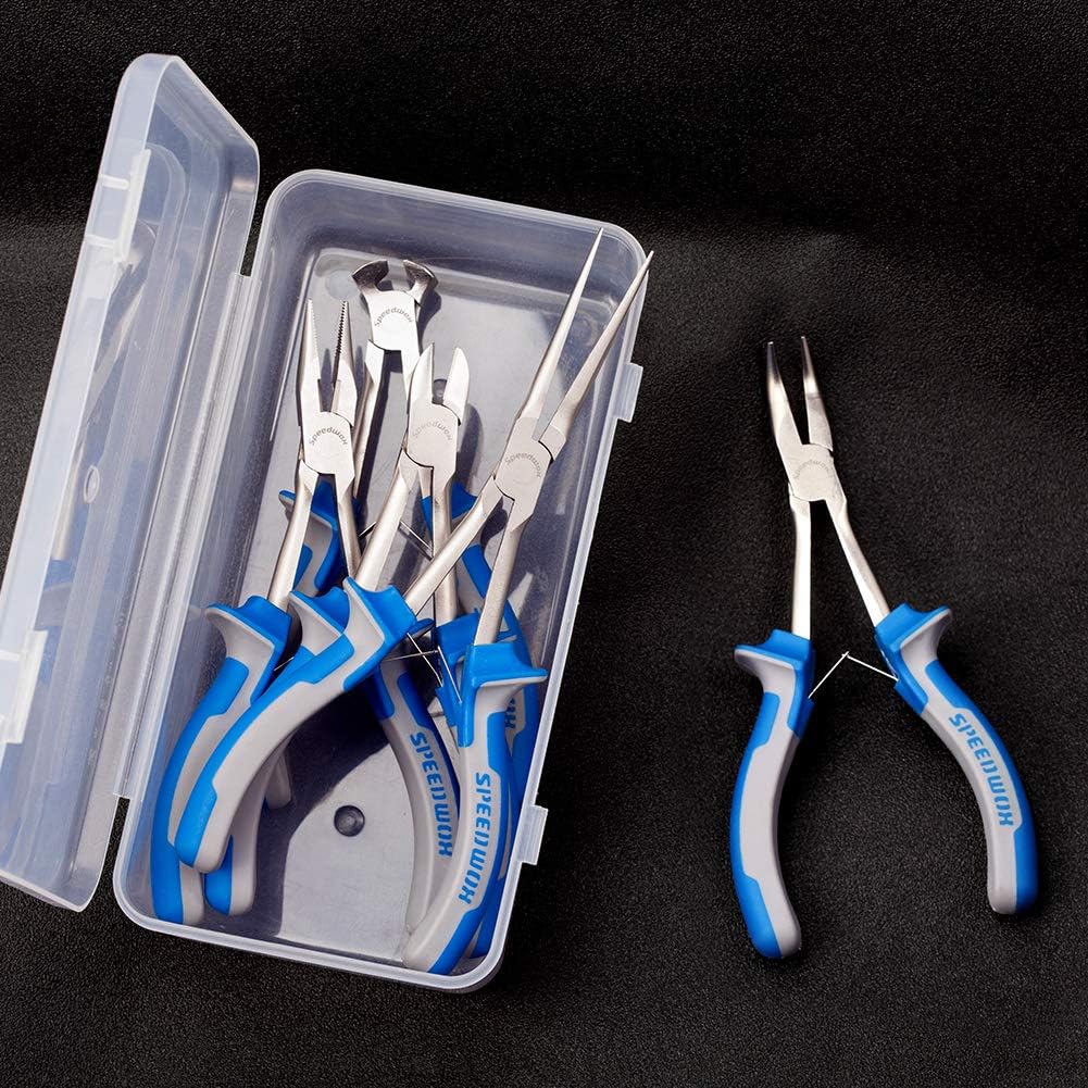 SPEEDWOX Wire Cutting Pliers Set with Case Mini Pliers Professional End Nipper Wire Cutters Diagonal Long Nose Needle Nose Flat Pliers 5 Pcs Hand Repair Tools