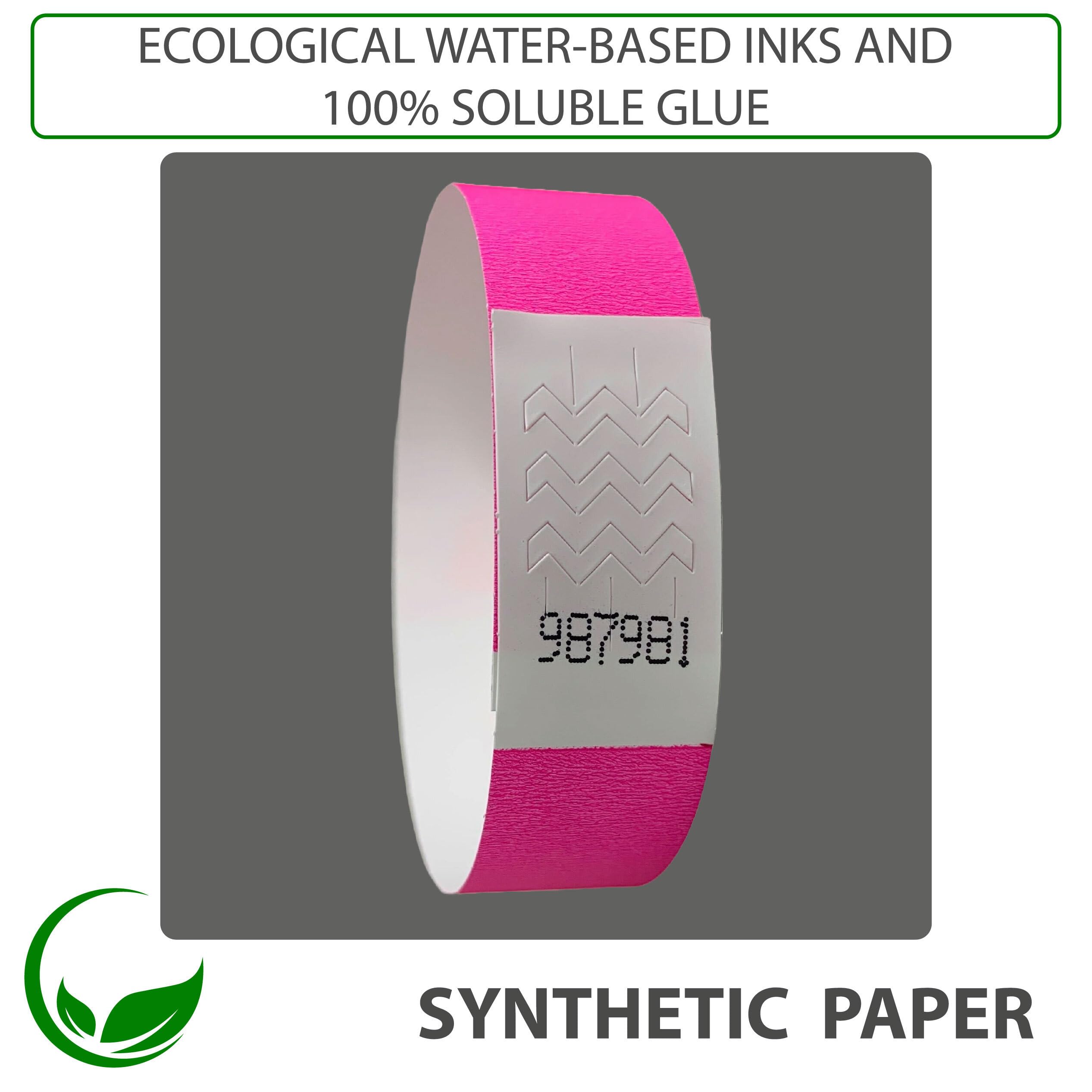 Braccialetti carta Tyvek impermeabili Neon Pink 500 pezzi identificativi colorati per feste festival con chiusura adesiva