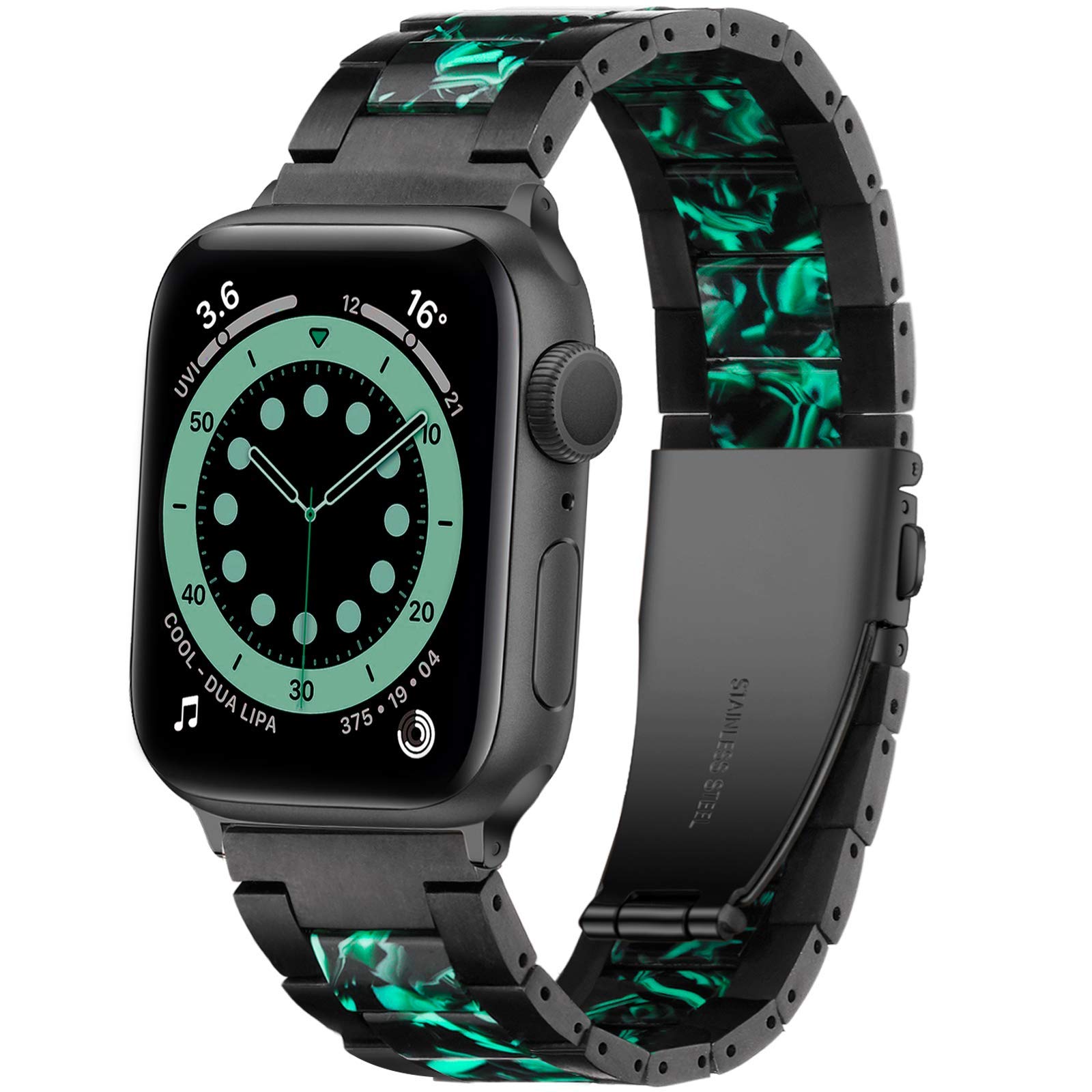 Wipalor Compatible with Apple Watch Band, Stainless Steel and Resin Band Rose Gold for iWatch, Men and Women Replacement Strap for Apple Watch Series 6 5 4 3 2 1 SE