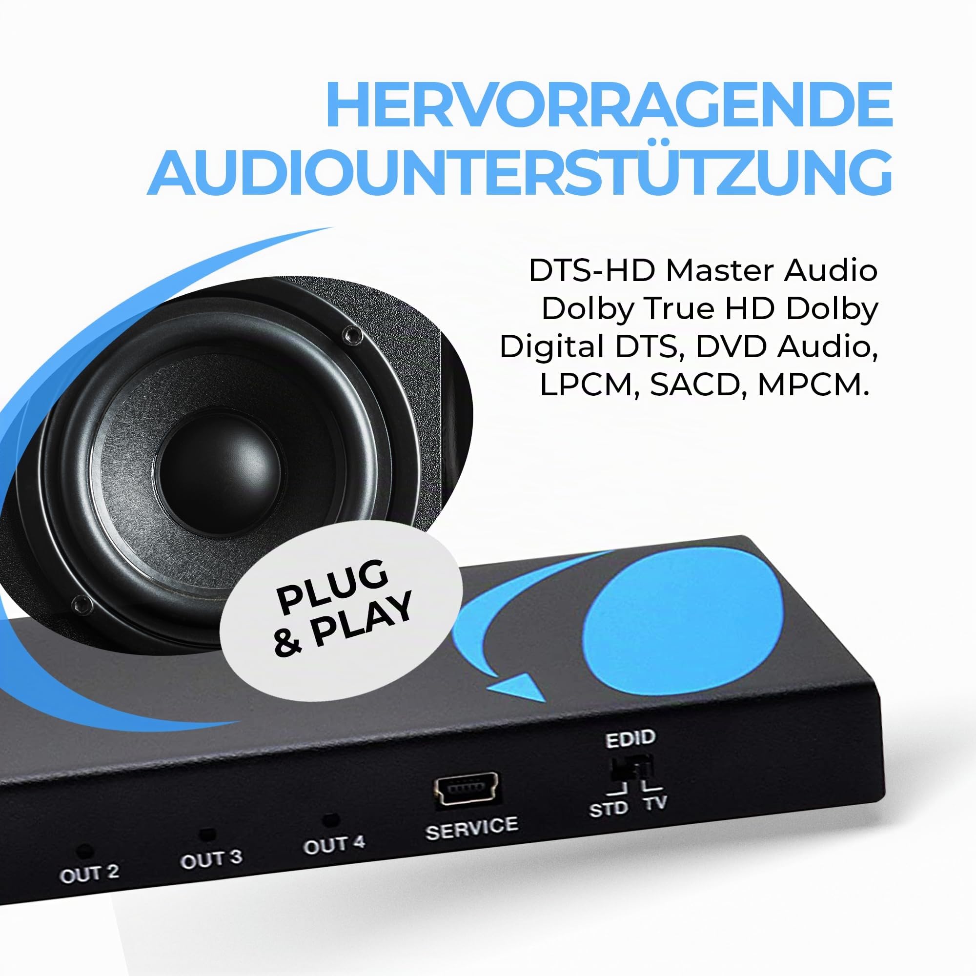 Orei UltraHD 4K @ 60 Hz 1 X 4 HDMI Splitter 1 in 4 Out 4 Port 4: 8-Bit - HDMI 2.0, HDCP 2.0, 18 Gbps, EDID, Duplicate / Mirror 4K Screens - UHDS-104
