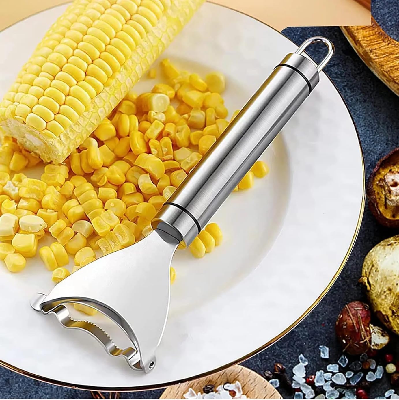 Heiter Stainless Steel Corn Peeler | Corn Stripper | Corn Cutter | Corn Kernel Remover | Manual Corn Thresher Stripper | Corn Cob Remover | Corn Planer Peeler Kitchen Tool