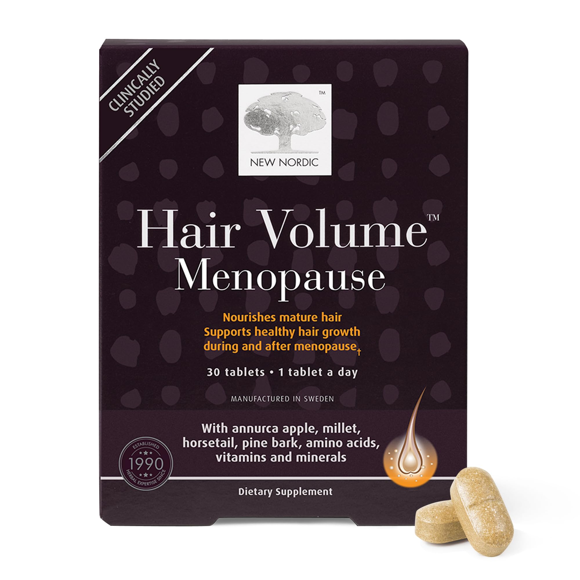 NEW NORDIC | Women's Hair Tablets | Apple Extract &amp; Pine Bark | 30 Count