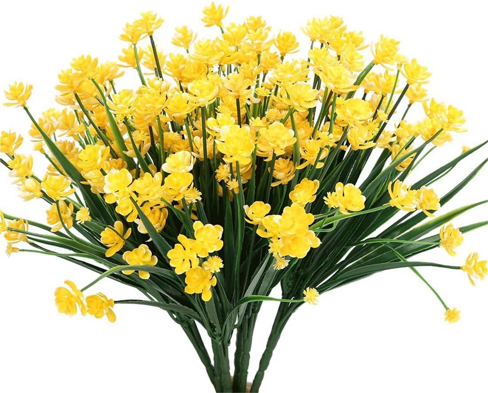 Dcrxz Artificial Flowers 5 Bundles Artificial Flowers UV Resistant Greenery Shrubs Plants for Home Garden Kitchen Office Wedding Decoration Fake Flower(Yellow)
