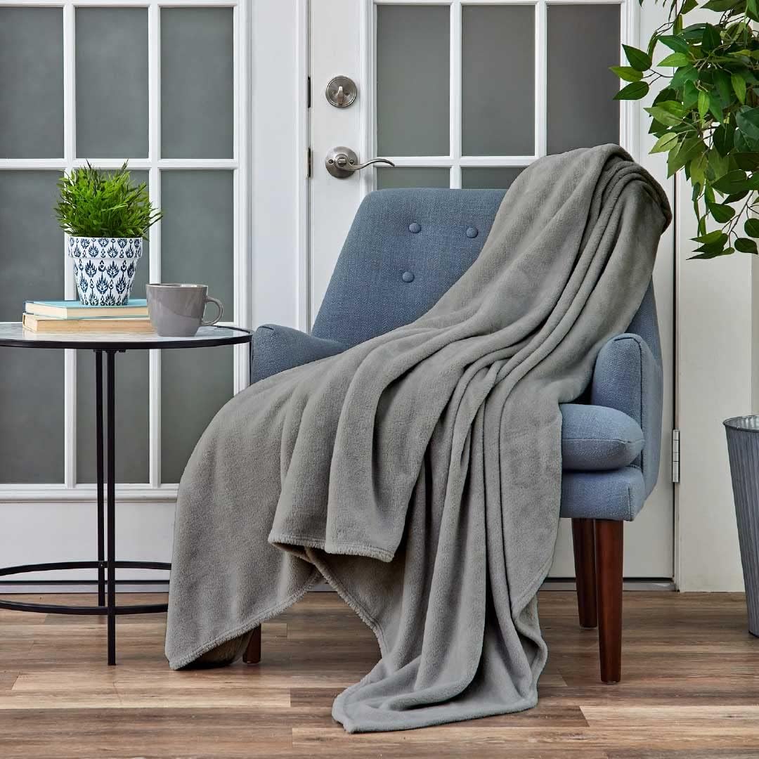 Grey Ultra-Soft Fleece Blanket, Multiple Sizes