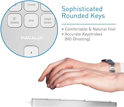 Miniatura 4 de Macally Teclado Mac con cable y mouse silencioso con DPI ajustable, mejora tu espacio de trabajo