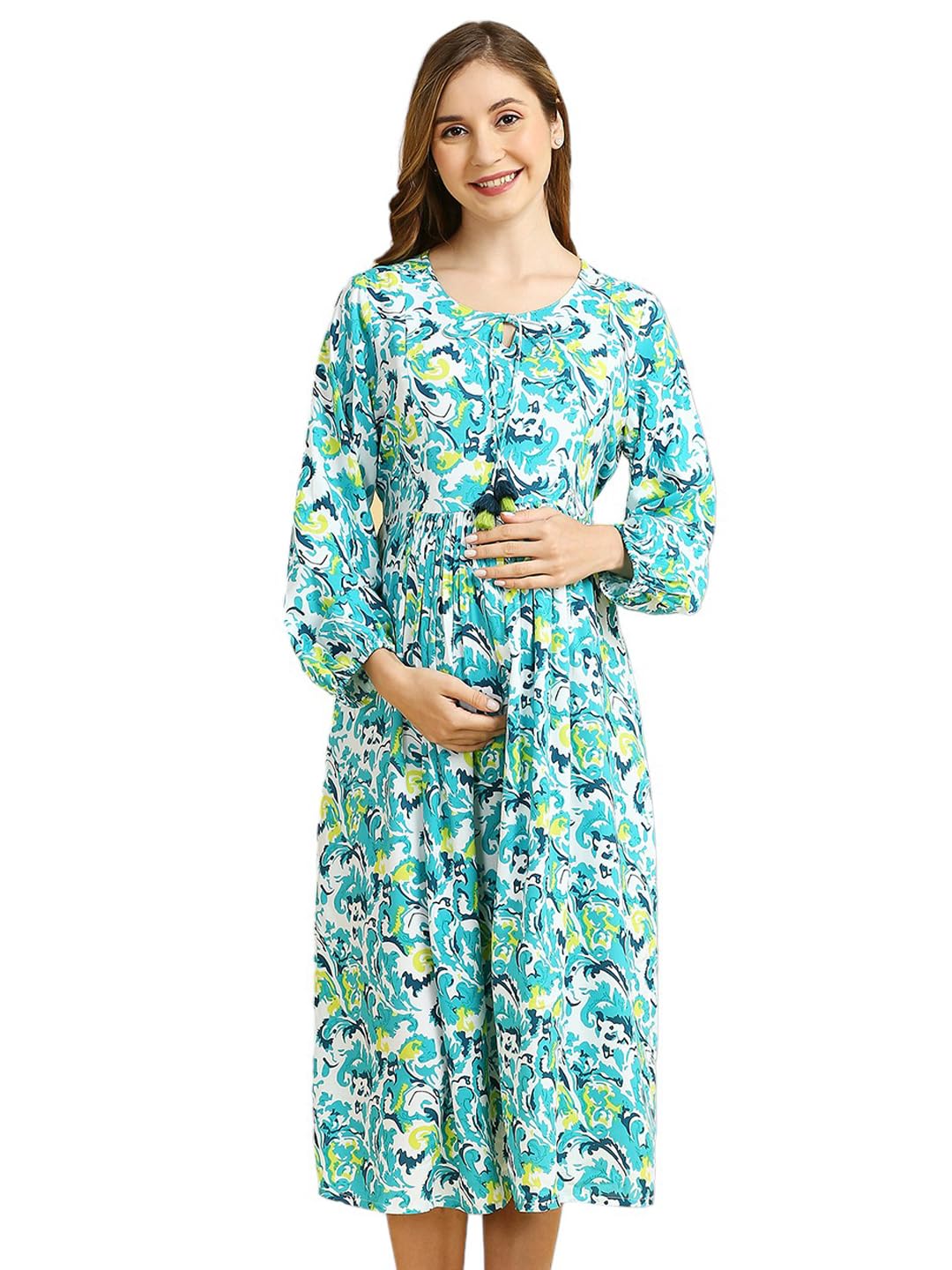 momtobe Women's Fit and Flare Calf Length Dress-picture-40