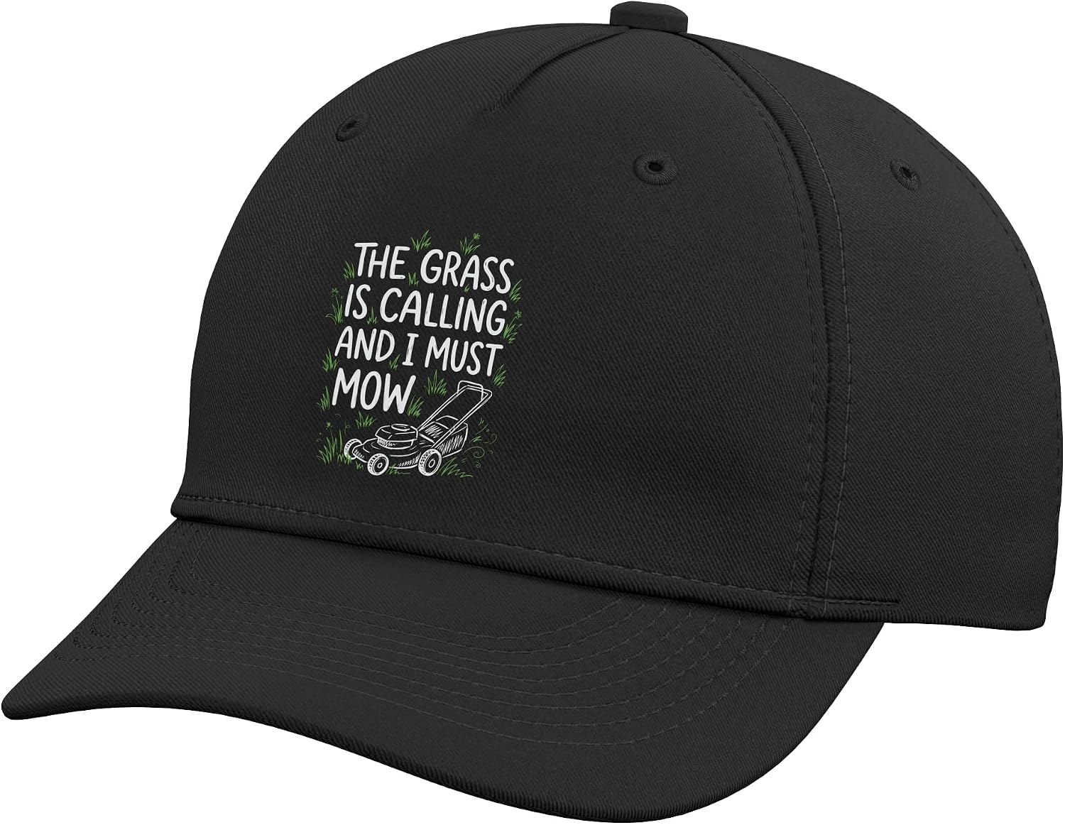 The Grass is Calling and I Must Mow | Funny Lawn Care Adjustable Baseball Hat