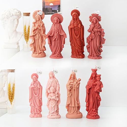 Miniatura 4 de Xidmold - Molde de resina Virgen María, molde de silicona 3D para escultura, vela, jabón, yeso, decoración religiosa del hogar (A)
