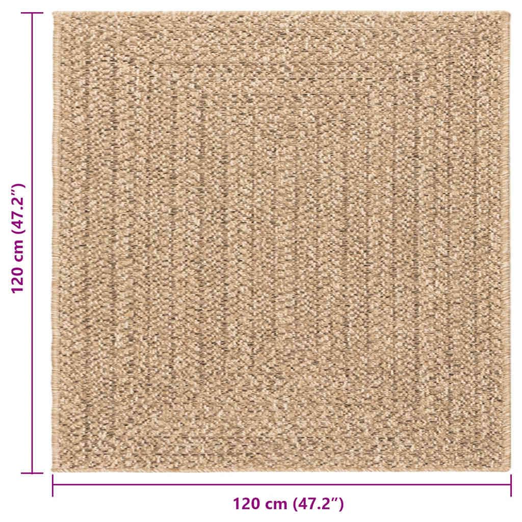 vidaXL Alfombra ZIZUR Apariencia de Yute Interior Exterior 120x120 cm, Alfombra de Exterior, Alfombra de Suelo, Alfombra de Yute, Alfombra de Puerta