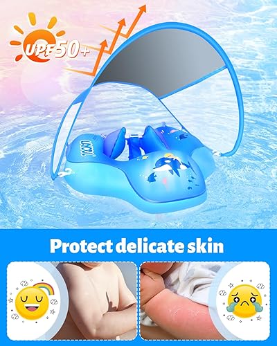 Miniatura 8 de LAYCOL - Flotador inflable para bebé con toldo de protección solar, para niños de 3 a 36 meses. El bebé se puede colocar en el asiento sin necesidad