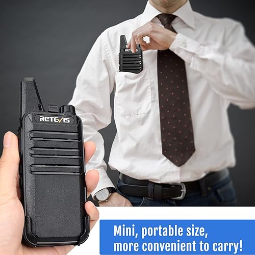 Miniatura 3 de Retevis RT22 Walkie Talkies (paquete de 6) y radio RB28 de dos vías (paquete de 4) de largo alcance, radios compactos de 2 vías con carga USB,