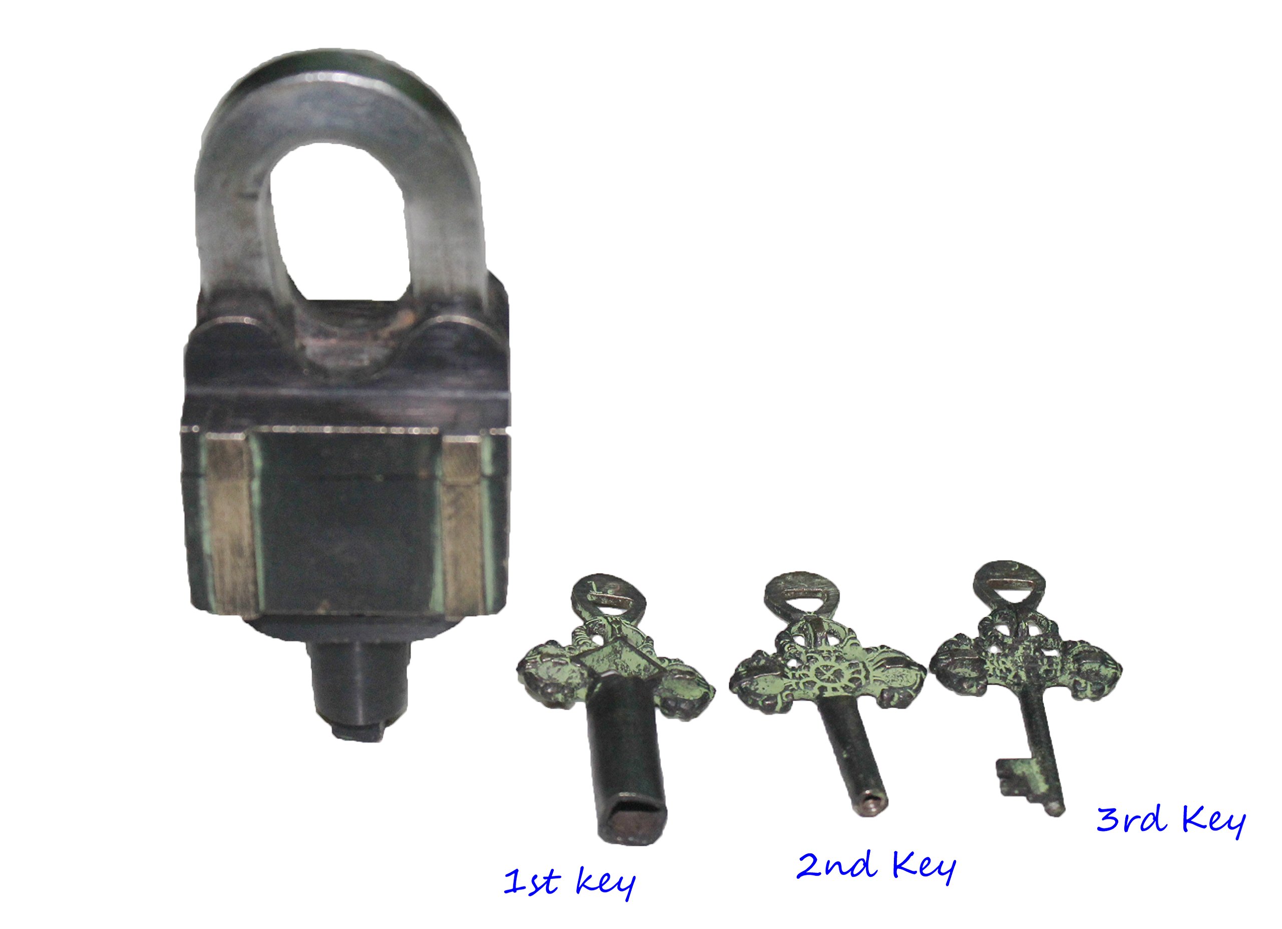 PARIJAT Rękodzieło Funkcjonalne mosiężne piękne kłódki z dwoma kluczami (Tricky-Lock)