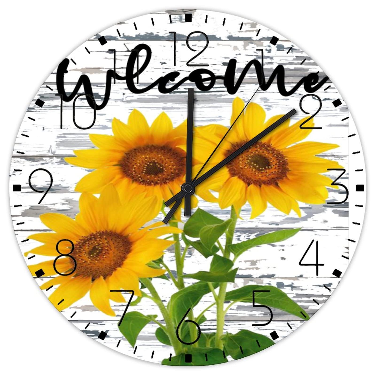 Horloge murale sans tic-tac mecanisme silencieux a piles 38cm tournesol