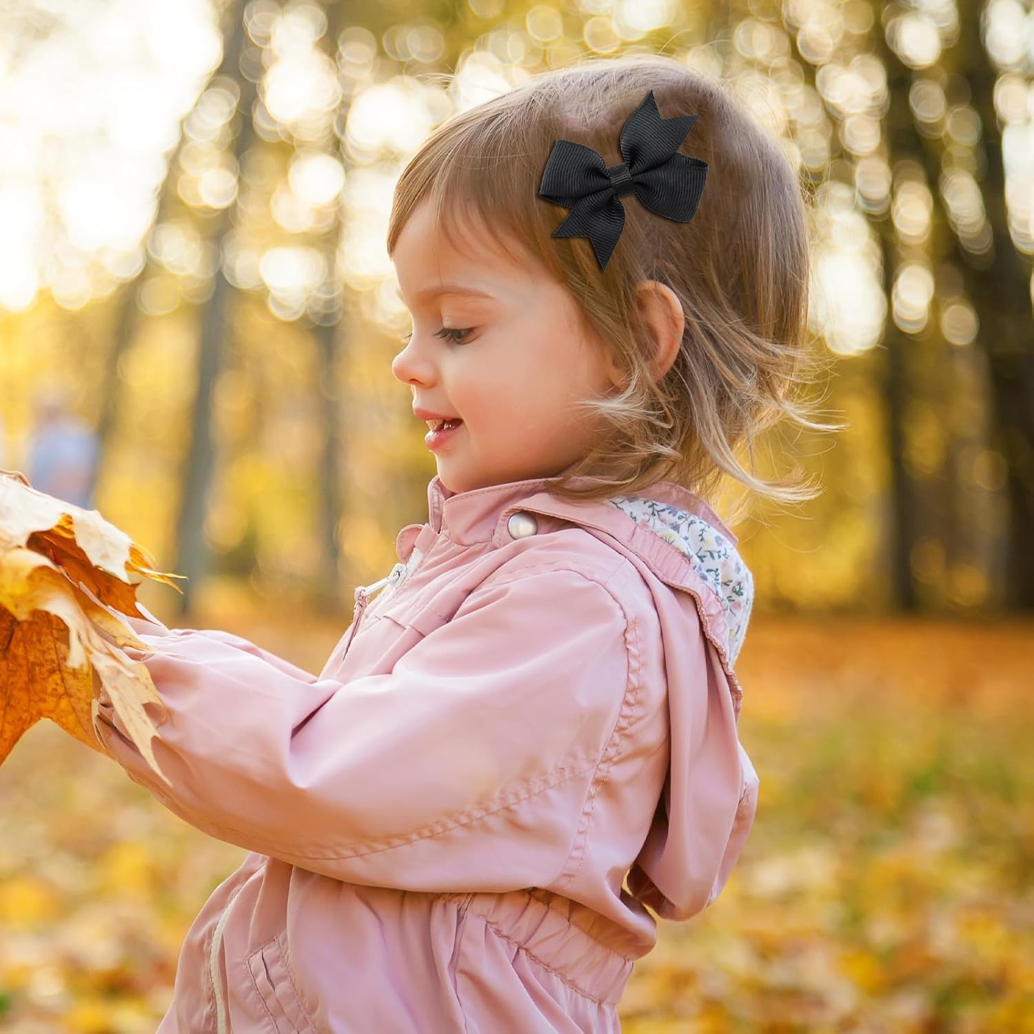 Baby Girls Hair Accessories Set, 8 PCS Fully Lined Baby Bows 2inch 3inch Hair Bows Alligator Clips for Baby Girls Infants Toddlers in Pairs (Black) - Image 3