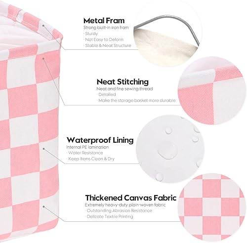 Miniatura 5 de Hinwo Paquete de 3 cubos organizadores cúbicos, cestas de almacenamiento de tela de lona con asas, contenedores de almacenamiento cuadrados de