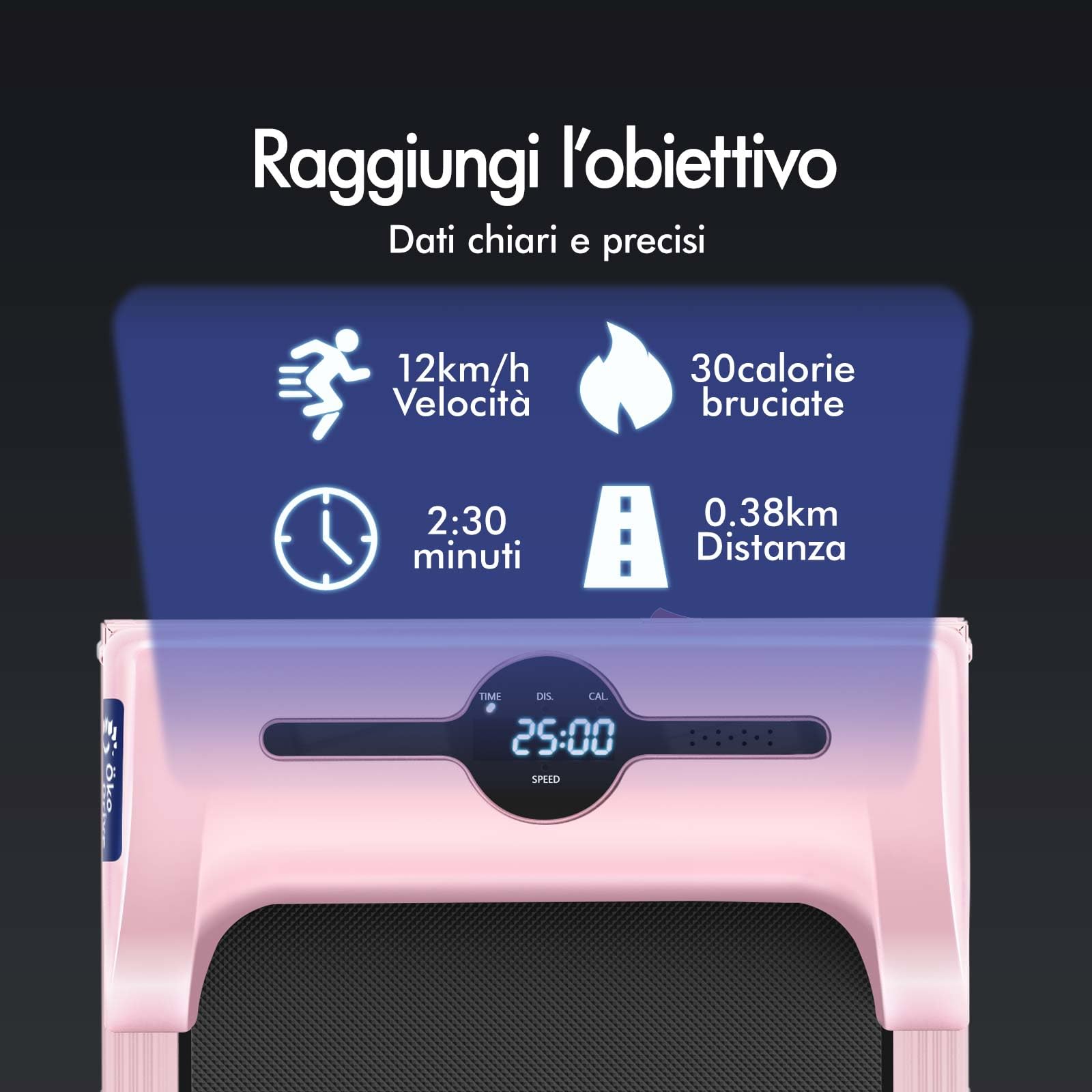 BLACK LORD Tappetino da passeggio intelligente, tapis roulant 2 in 1 sotto la scrivania per ufficio domestico, macchina da jogging portatile con app e telecomando, Con Maniglia, Rosa