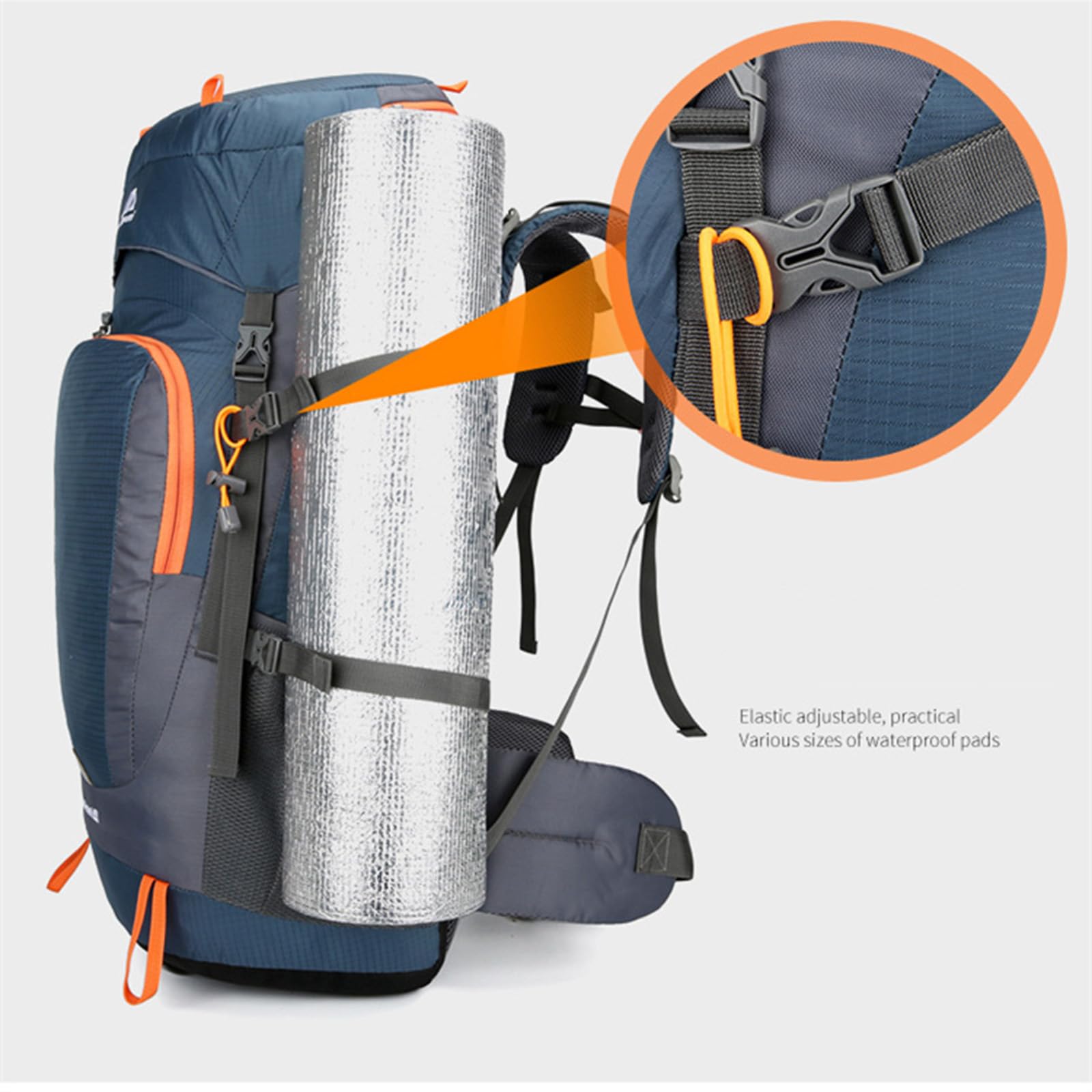 Wodoodporny plecak turystyczny na kemping, 65 l, z wieloma kieszeniami, z osłoną przeciwdeszczową, wodoodporny, lekki, outdoorowy, sportowy, na kemping, trekking, turystykę