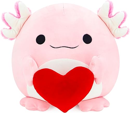 Lucky Radish Axolotl - Animal de peluche de ajolote de corazón, regalo del día de San Valentín para novianovio de 10.8 pulgadas (ajolote amor)