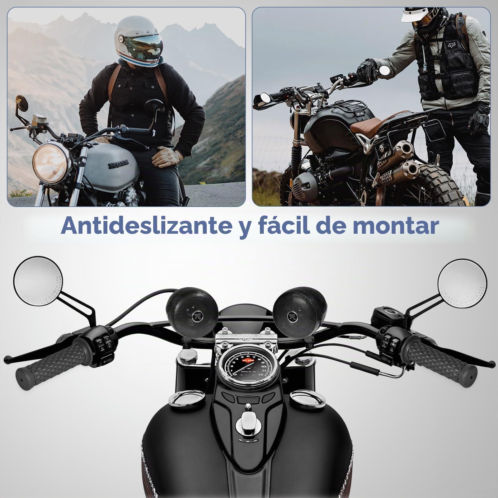 Empuñadura para Manillar Motocicleta de Goma, 22mm Antideslizante Empuñaduras de Moto Manillar, Puños para Moto Universale Agarraderas Diseño Ergonómico