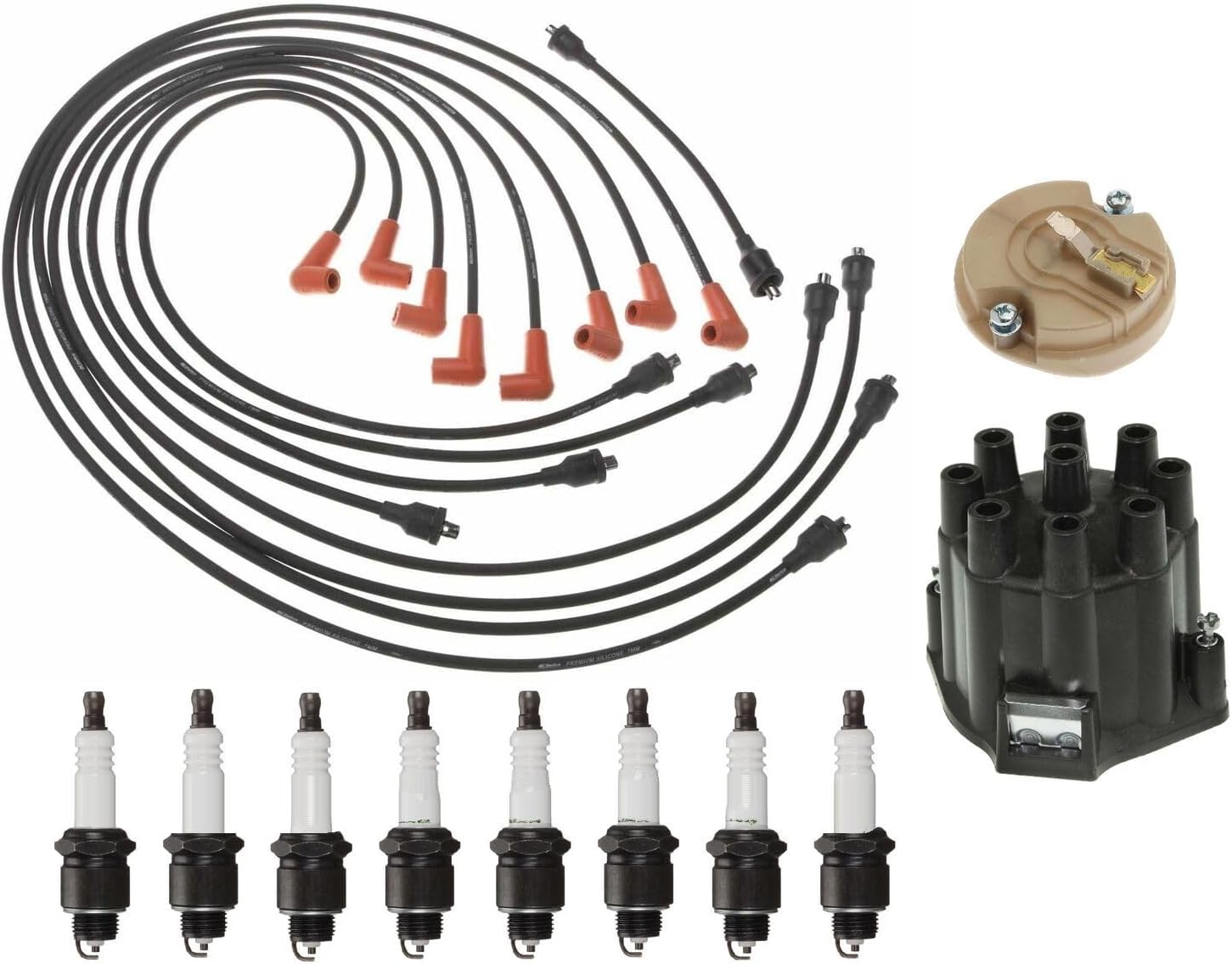 Replacement Ignition Kit Distributor Rotor Cap Wire Spark Plugs fits Checker Chevy V8