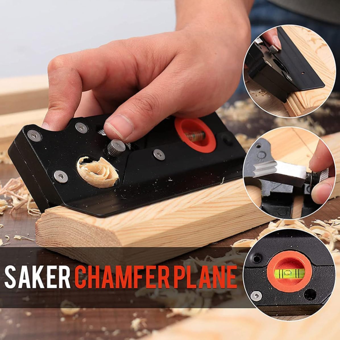 Housoutil Woodworking Chamfer Plane with Comfortable Grip and Carbon Steel Cutting Blade, Aluminum Alloy Body, for Carpenter Edge Trimming and Hand Planing Tasks