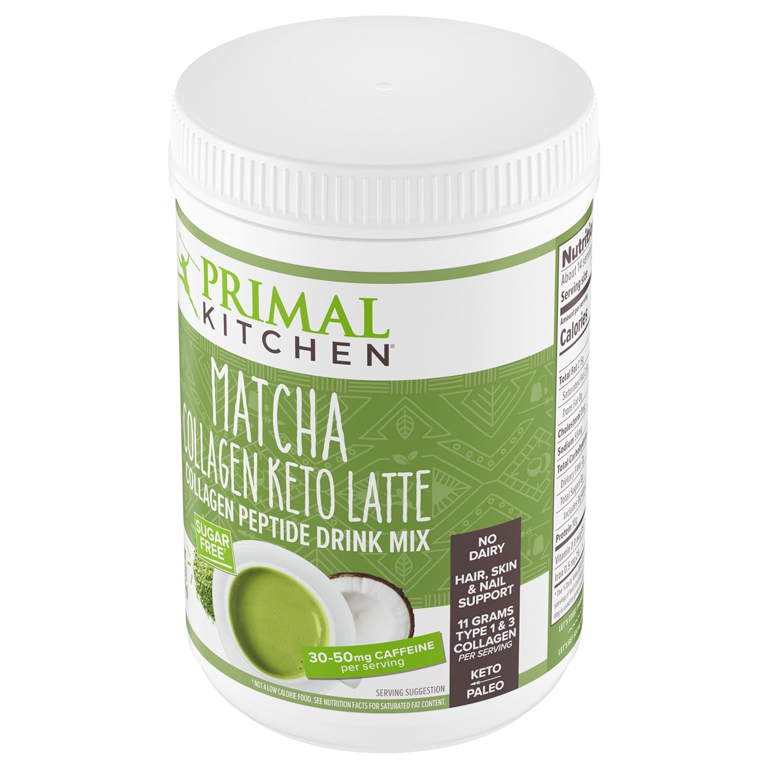 Primal Kitchen Matcha Collagen Keto Latte Powder, Sugar-Free Collagen Peptides, 9.33 Ounces