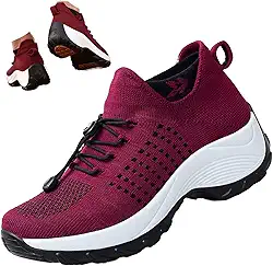 Tênis feminino ortopédico acolchoado elástico confortável Cloud Pro Breathe Mesh Sock Tênis de corrida antiderrapante