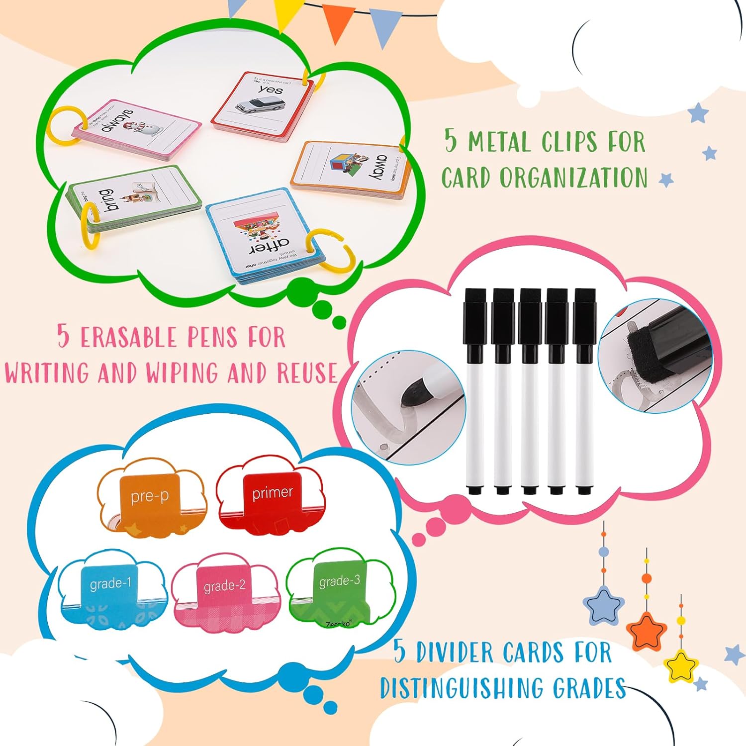 BESARME Sight Words Flash Cards Kindergarten, 220 Sight Word Games Toddler Learning Activities ABC Learning Toys for Pre-K, Kindergarten, 1st 2nd 3rd Grad Kids Ages 3-9
