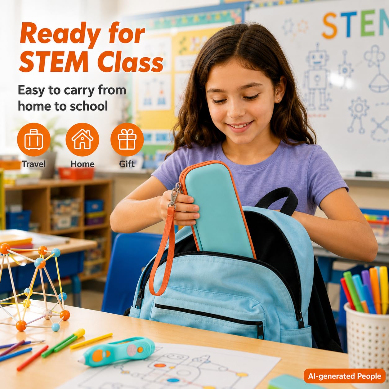 GWCASE Custodia compatibile con 3Doodler Start+ Essentials (2024 2023) Penna da stampa 3D per bambini, organizer da viaggio per confezioni di ricariche di filamenti, caricabatterie USB (solo scatola