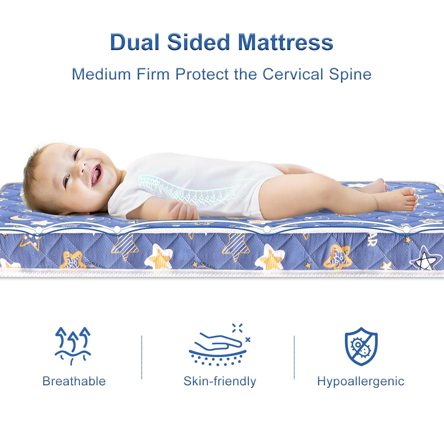 Premium Crib Mattress and Toddler Mattress 52" x 27.6" x 5",Firm,Breathable Hypoallergenic for Standard Cribs and Toddler Bed