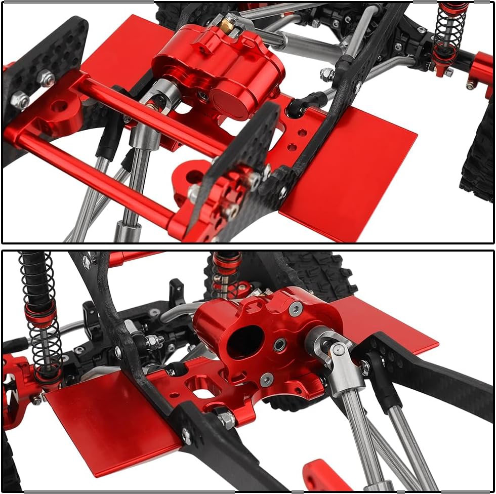 Ultra Light LCG Metal Transmission Low Speed Gearbox with Motor Gear for 1/10 RC Crawler SCX10 TRX4 TRX-4 RC4WD Capra Upgrade Part (red)