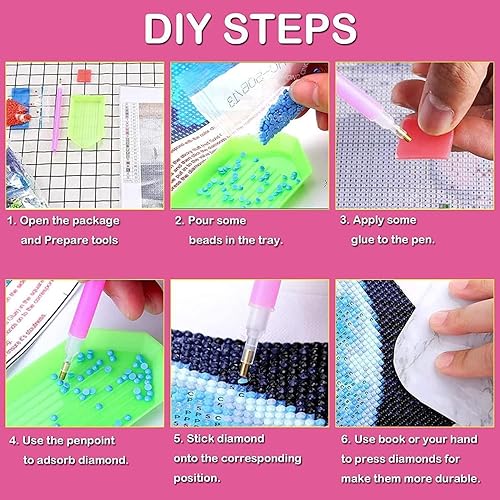 Miniatura 5 de Paquete de 4 pinturas de diamantes de flores, kits de pintura de diamantes 5D para adultos y niños, accesorios de pintura de diamantes, kits de arte