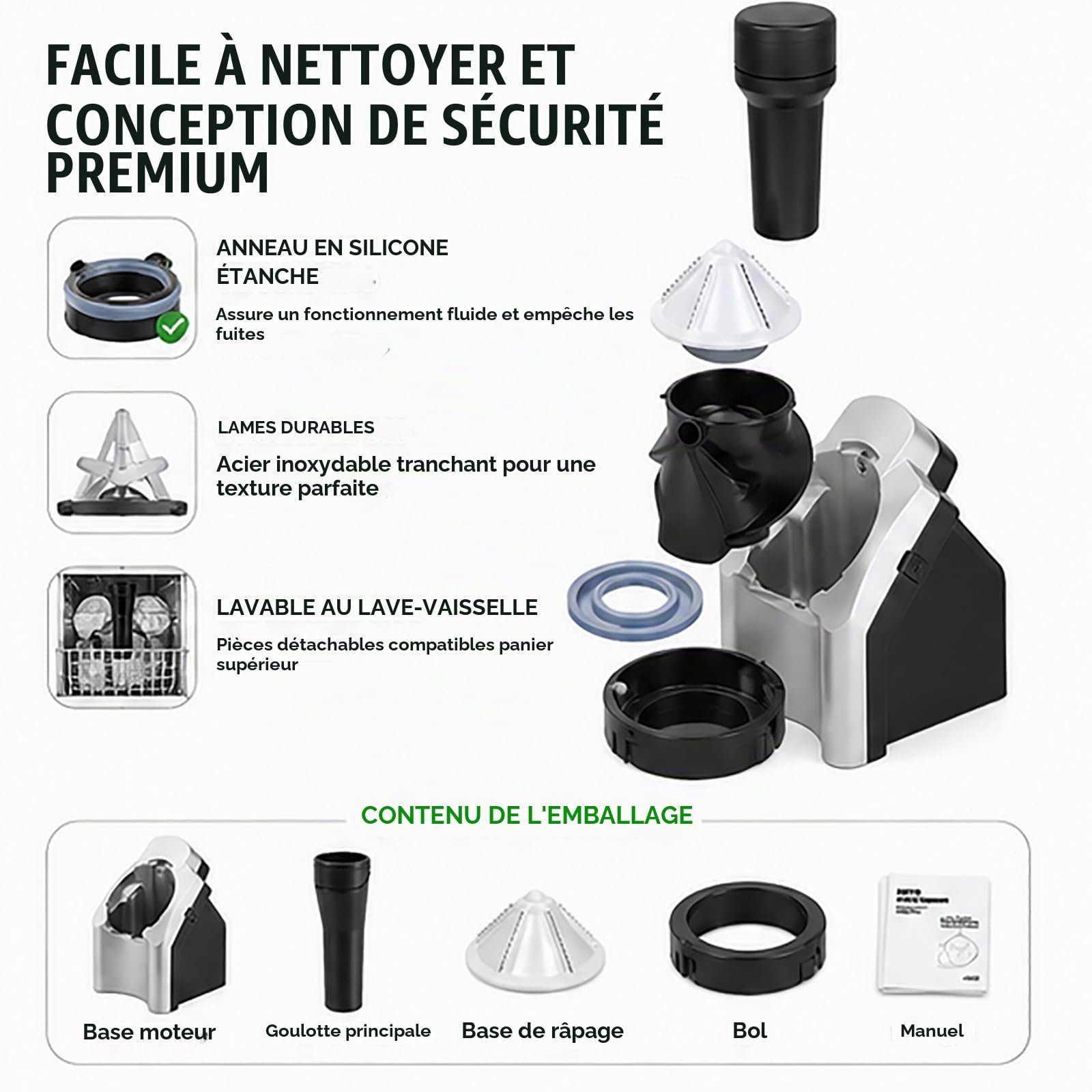 Machine automatique à desserts glacés, machine à crème glacée molle pour enfants et fitness, mélangeur de sorbet aux fruits végétaliens sains, outils rapides pour smoothie au yaourt et au dessert