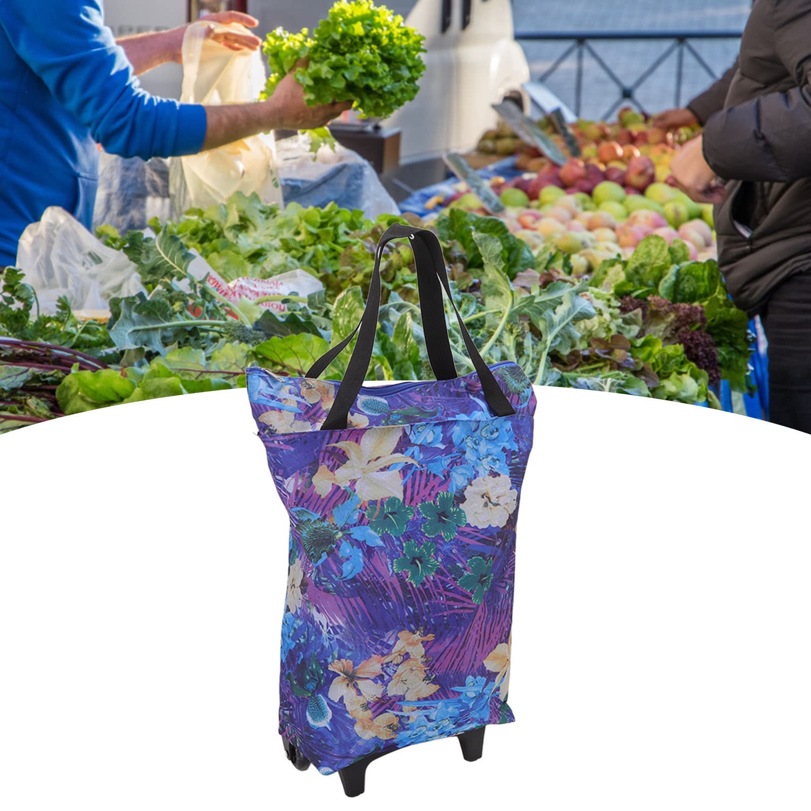 Haofy Carrello della Spesa con Struttura in Acciaio in Tessuto Oxford 600D Pieghevole con Ruote per Campeggio, Viaggi Brevi, Trasporto di Generi Alimentari