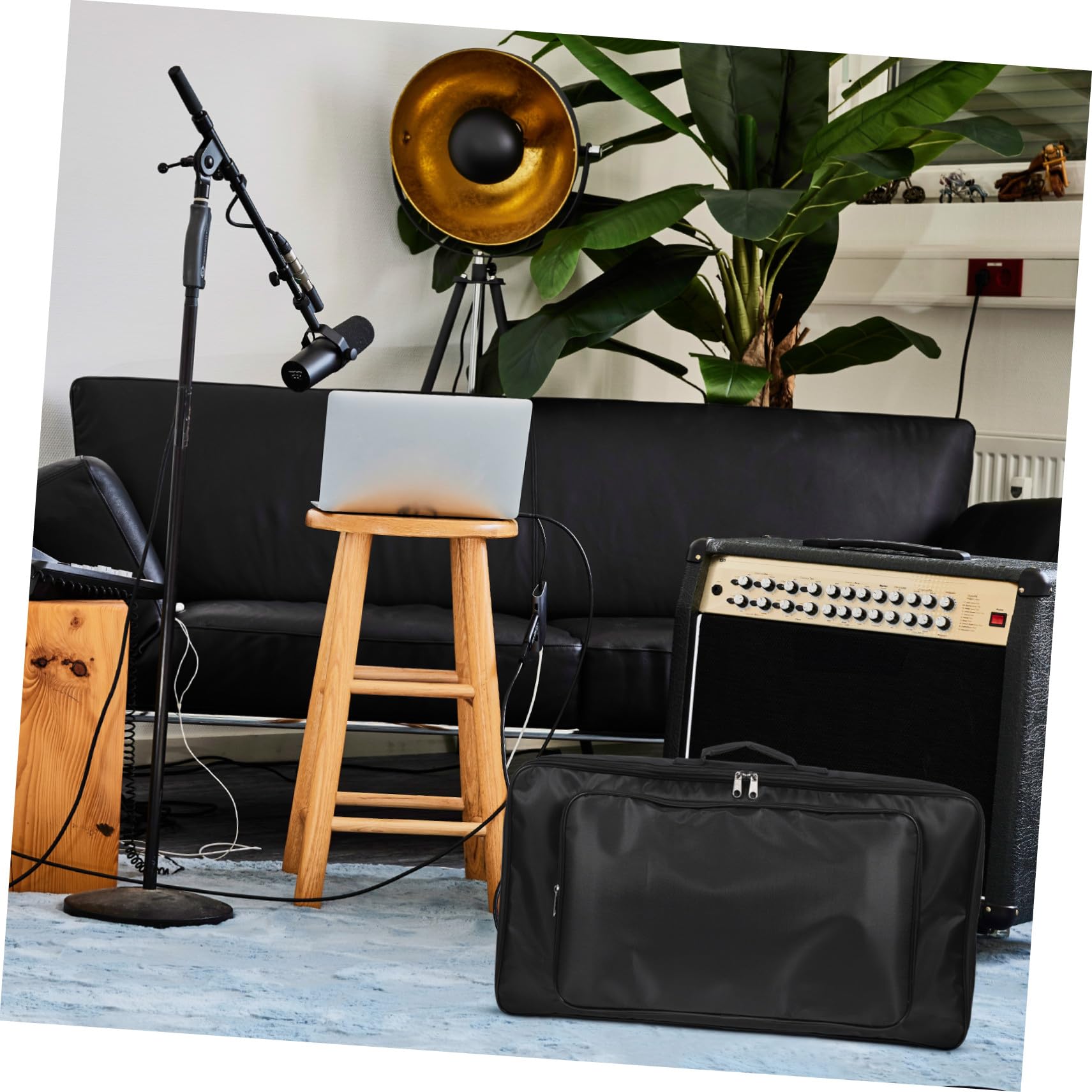 NOLITOY Gitarre Effektpedal Aufbewahrungstasche mit Reißverschluss Strapazierfähiges Nylon Rutschfester Griff Gepolstertes Pedalboard Gigbag Schwarze Tragetasche für Gitarren