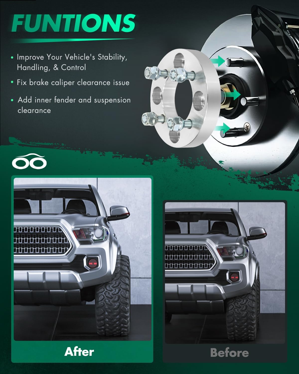 SCITOO 2Pcs Wheel Adapters 1 inch 4x108 to 4x100 Bore 78.1mm Studs 12x1.5 4 Lug Wheel Spacers Adapters Fit for for Ford for Mustang for Ford Contour EcoSport Escort Fiesta Focus