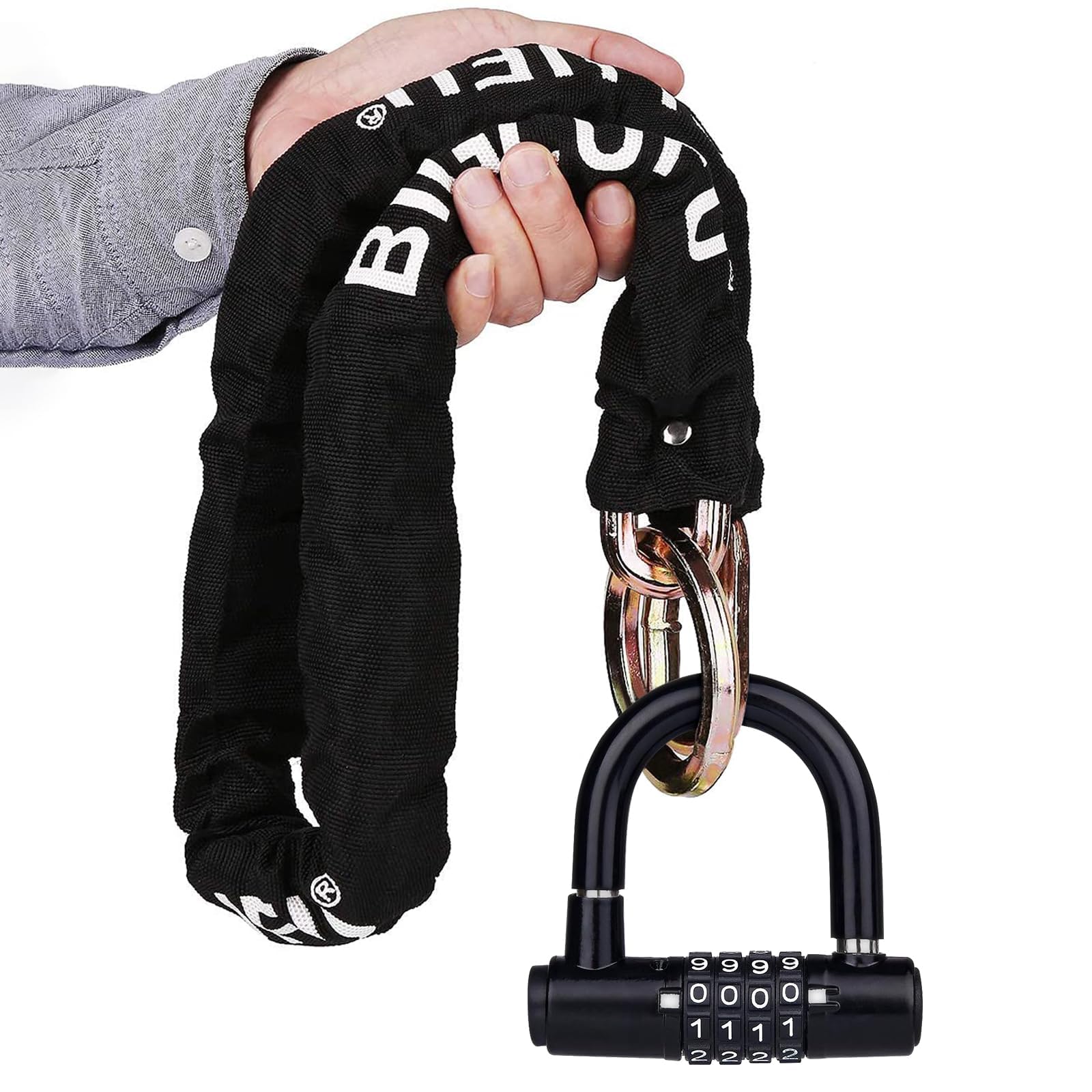 Antivol Velo Antivol Moto, Chaînes Antivol Haute sécurité avec 4 clés, 100/12cm Longueur Antivol de moto Chaîne 10mm Dia avec Cadenas à Combinaison