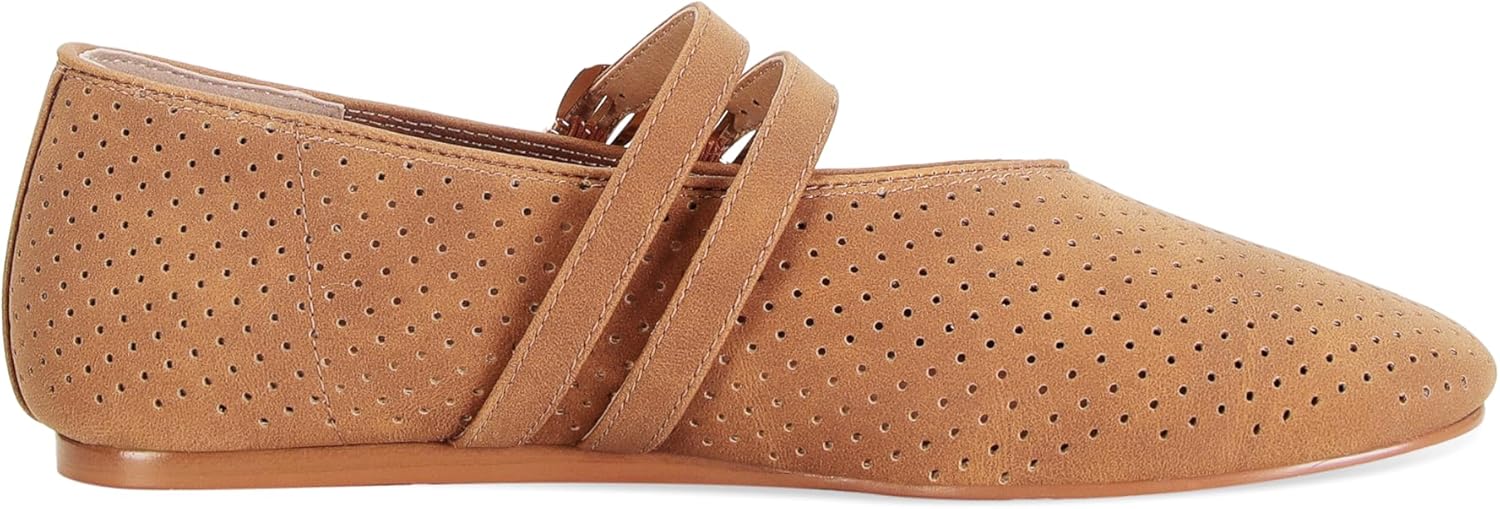 SOVANYOU Suede Mary Jane Flats for Women Perforated Round Toe Ballet Flats with Double Buckle Strap Breathable Mesh Ballerina Shoes - Image 3