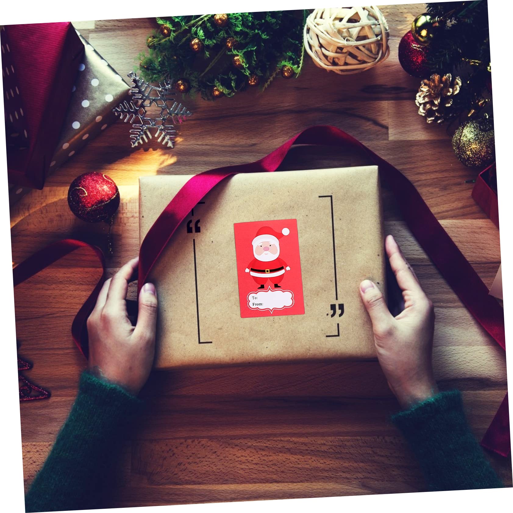 NUOBESTY 5 Juegos Etiqueta Pegatinas Papel Adhesivo Imprimible Decoración Navideña Artículos Navideños Christmas Stickers Calcomanías De Sobres Navideños Calcomanías De Navidad 2 Rollos * 5
