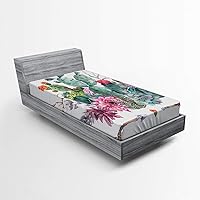 Vista 17 de Sábana Ambesonne bajera, ajustable, multicolor, en colores y tres tamaños